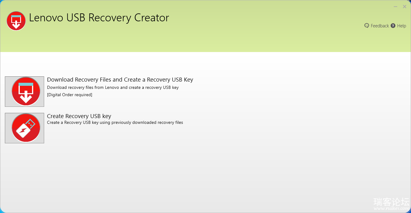 һȻLenovo USB Recovery CreatorѡCreate Recovery USB Key